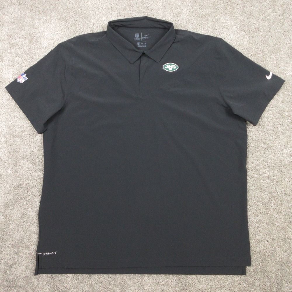 New York Jets Polo Shirt Mens 2XL Black Drifit NFL On Field‎ Performance Golf